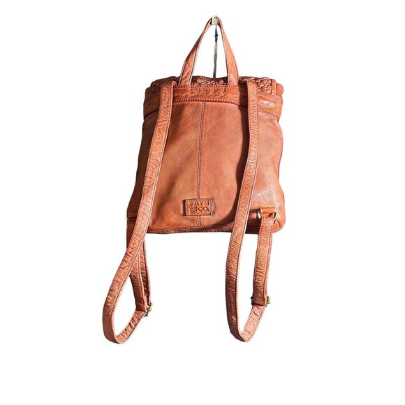 Frye & Co Backpack Small Leather and woven Esme Book Bag paprika - Picture 6 of 12